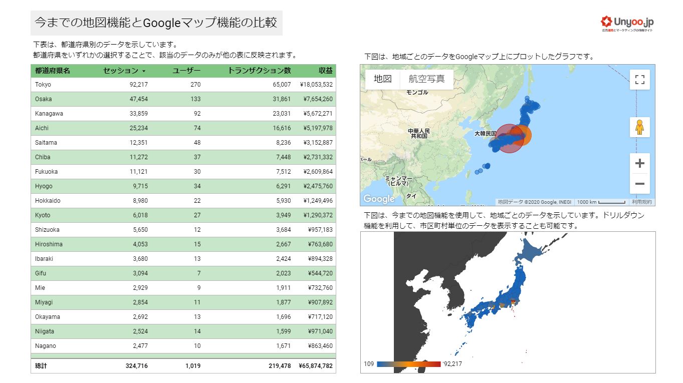 Looker Studio 今までの地図機能とGoogleマップ機能の比較